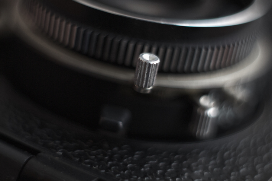 Shutter speed selector lever on Lubitel-166B camera