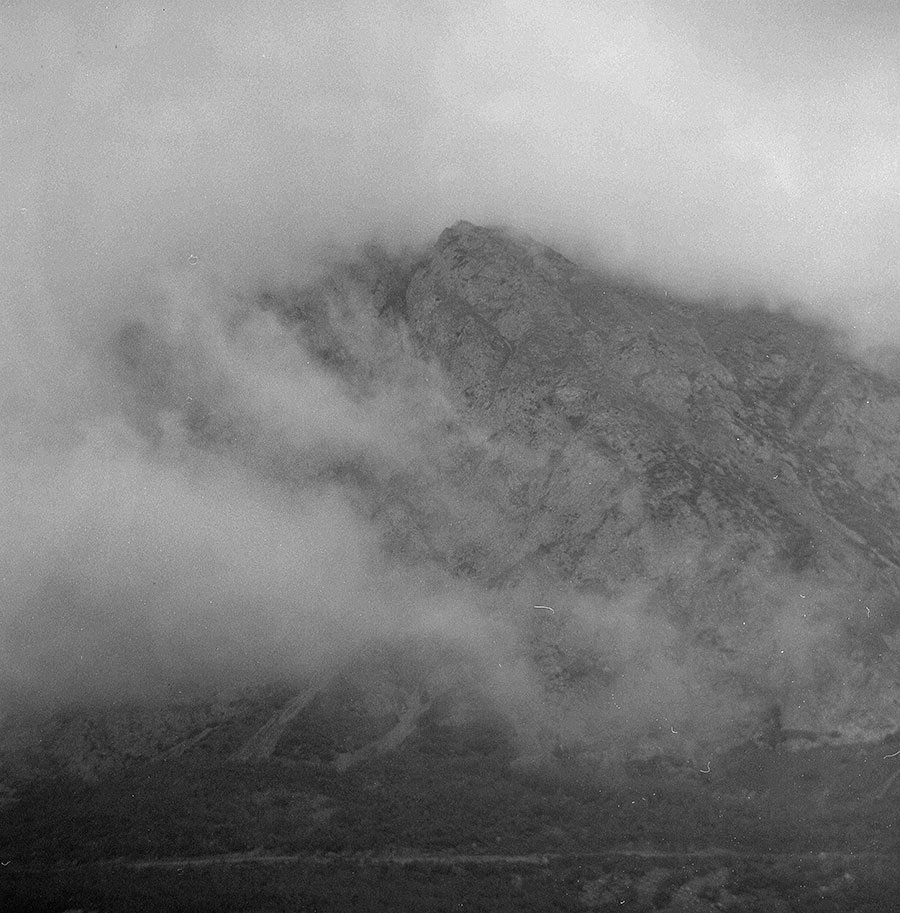 Foggy mountain landscape shot with a soviet TLR camera
