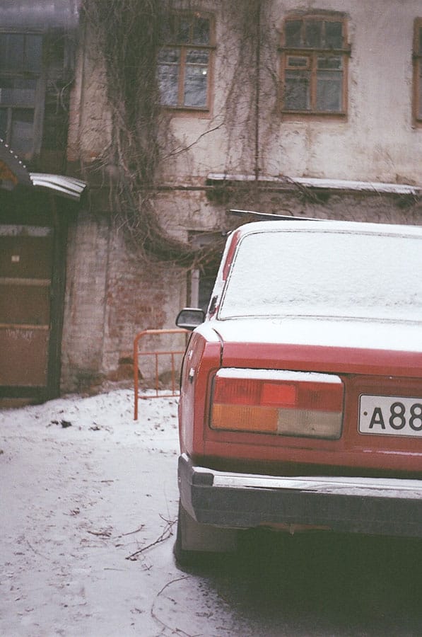 Old Soviet lada car shot on a Smena camera
