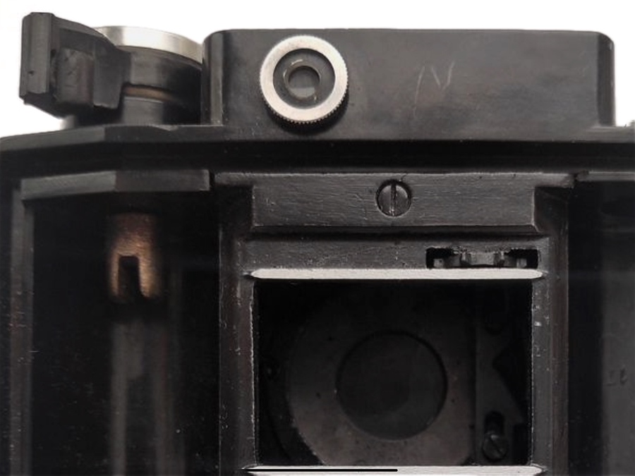 Soviet camera back and film advance lever