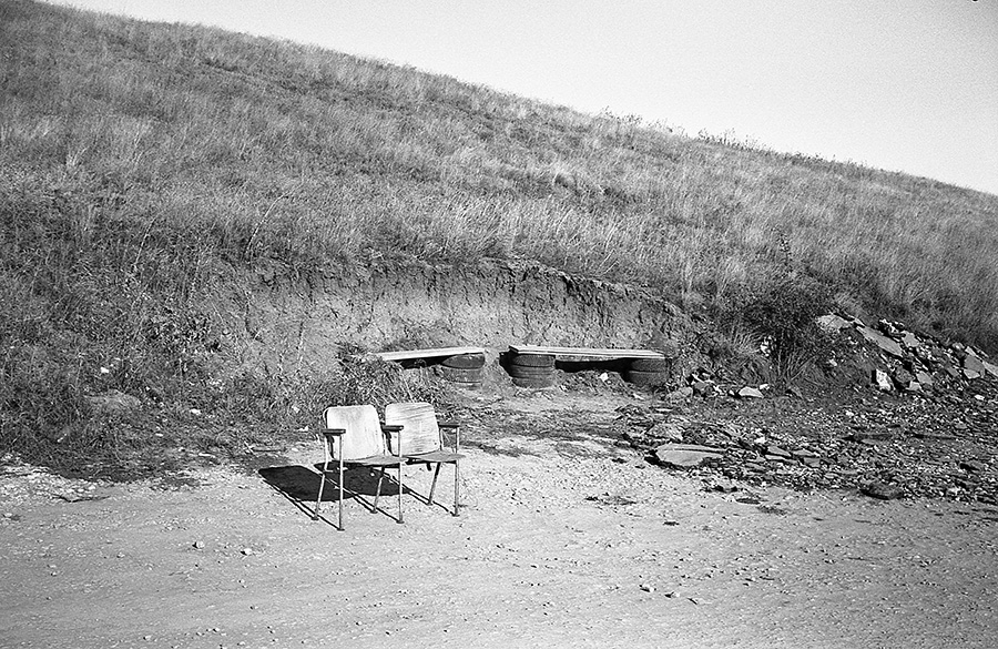Photo of an empty landscape taken on a soviet film camera