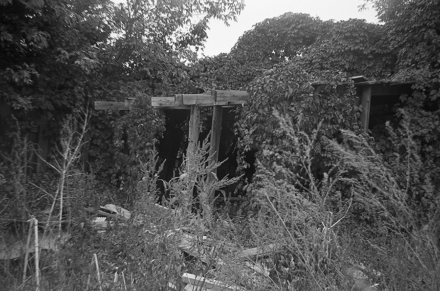 Ruins shot on a black and white film