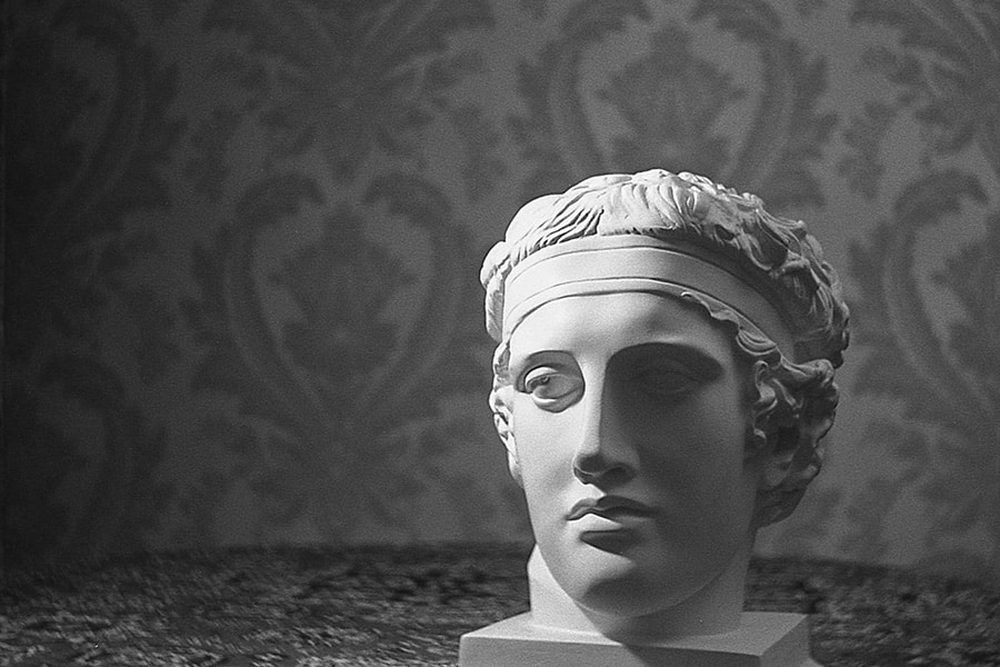 Photo of a Greek sculpture taken with a smena 3 camera