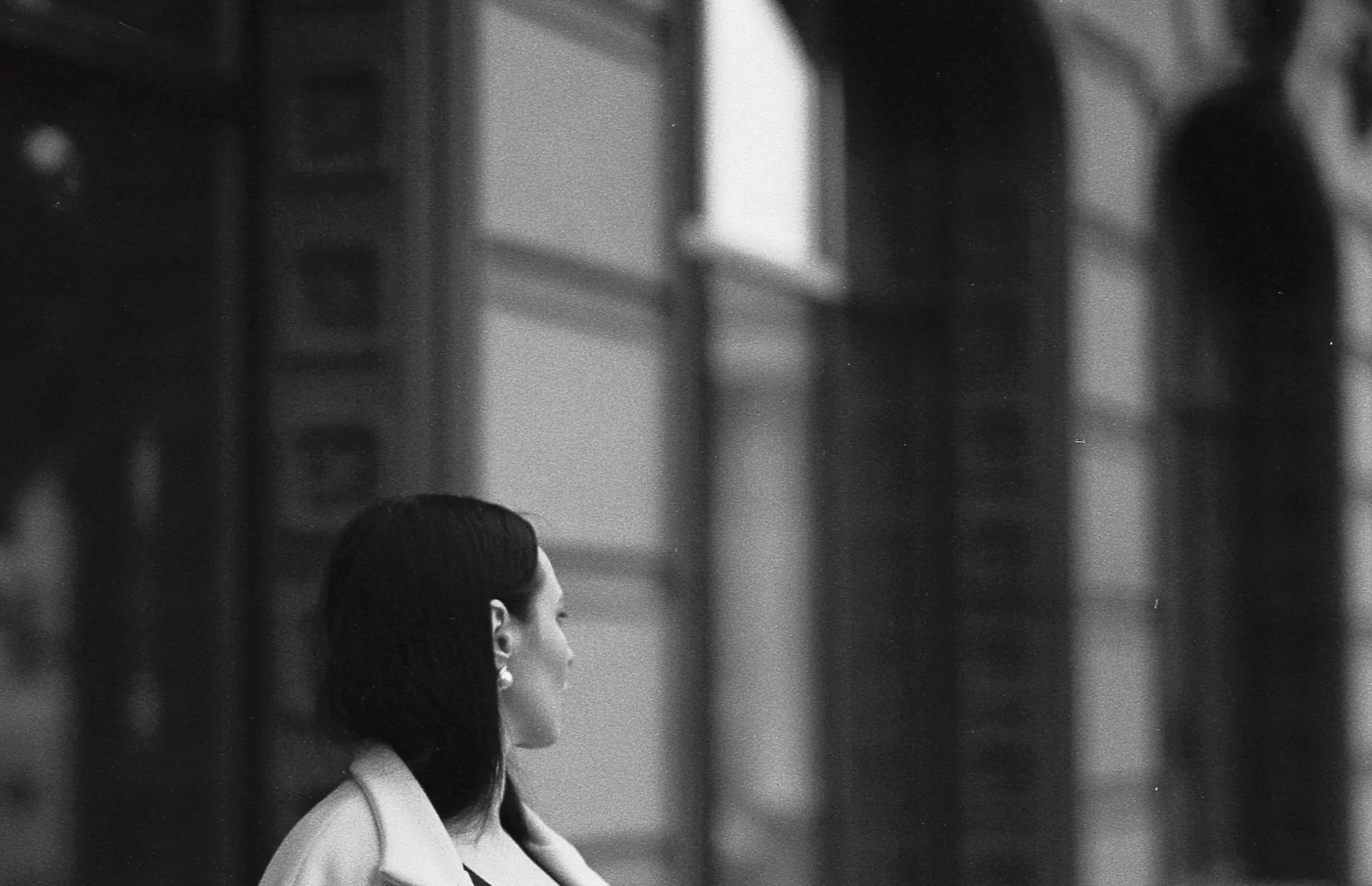 Moody photo of a woman shot on a kiev 2 camera