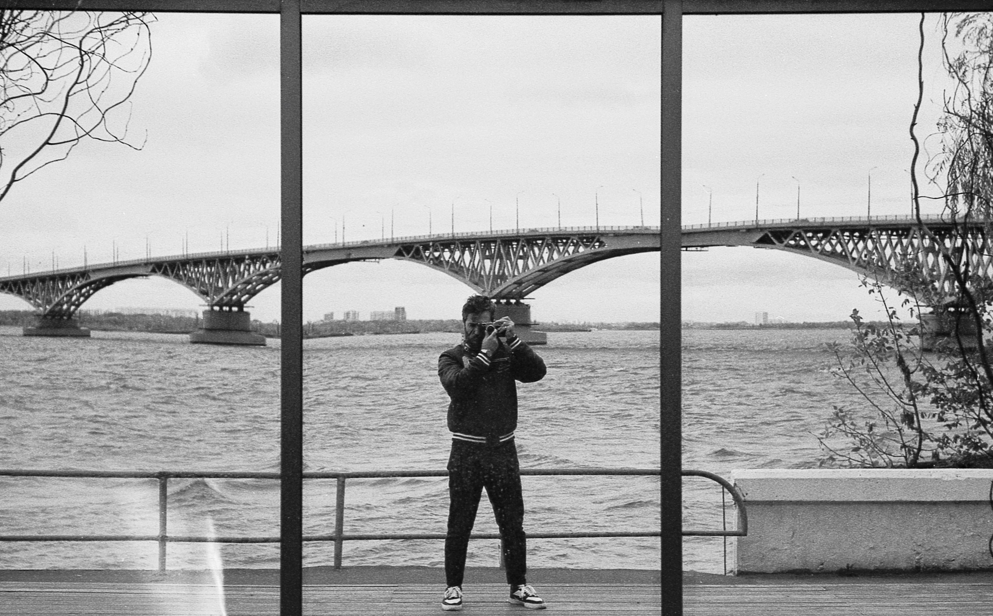 Self portrait of Stepan Ayvazyan with a kiev 2 camera