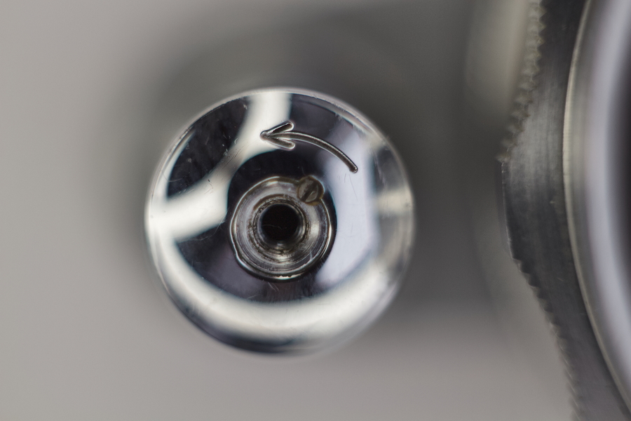 Shutter release button on a Soviet lens