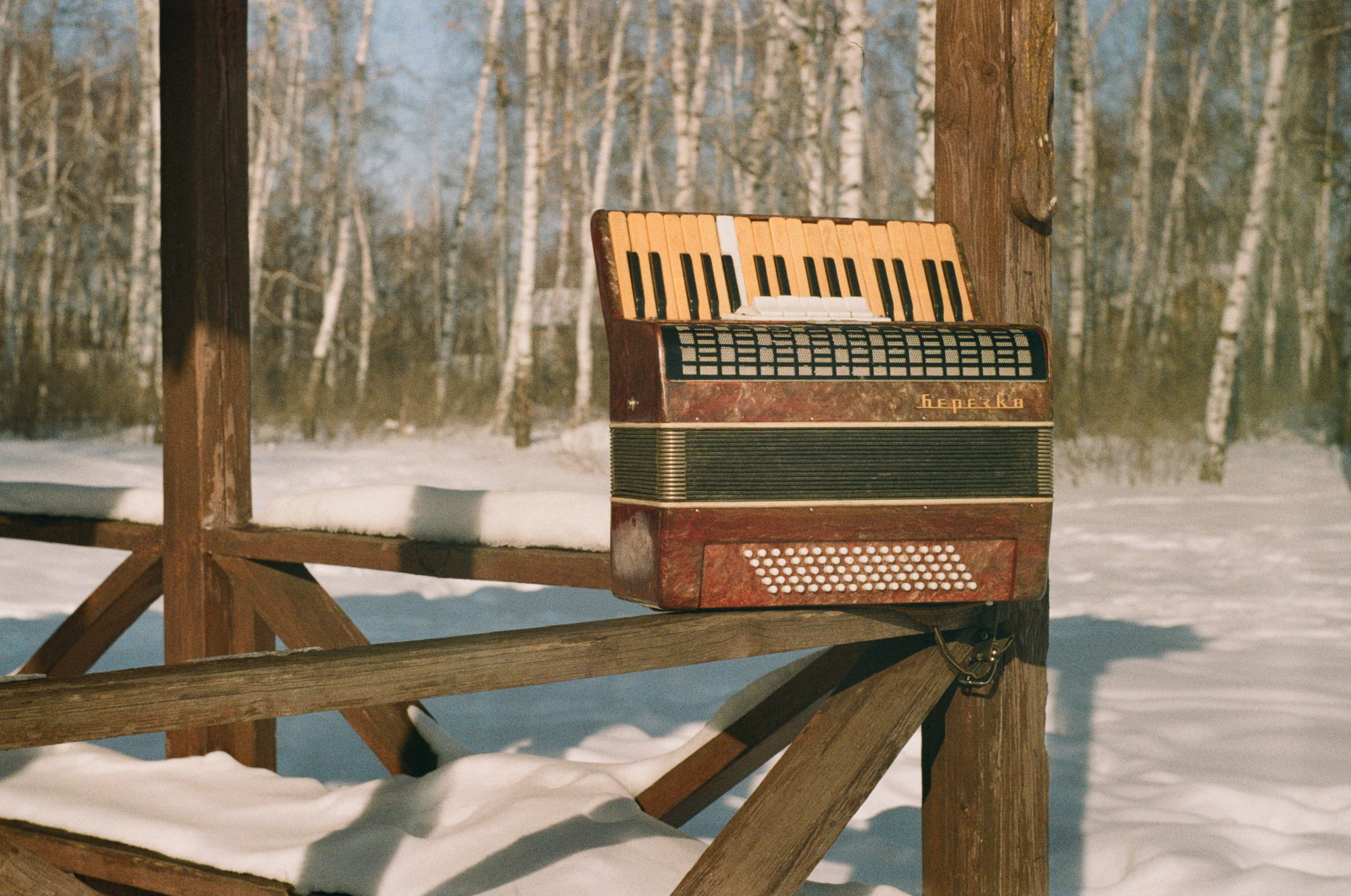 Photo of an old accordion shot on a Soviet camera and lens